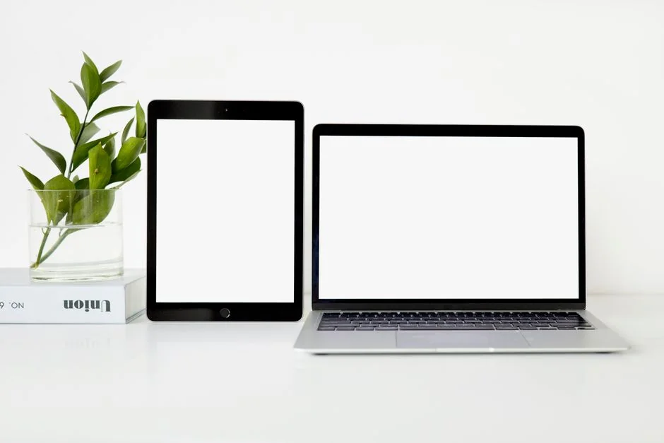 about-01 Vector icons with modern phone near computer monitor and credit card with gray lines on purple background